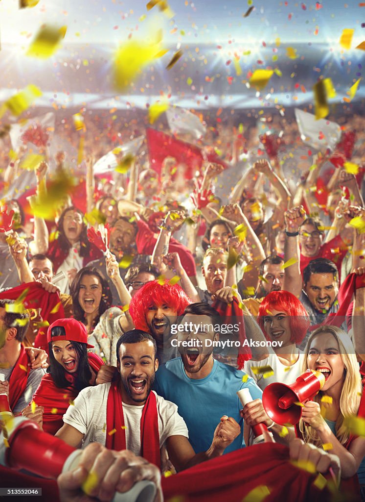 Sport fans: Happy cheering crowd
