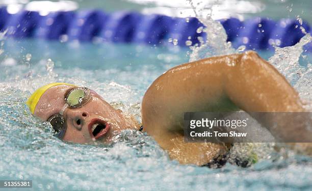Lichelle Clarke of Australia in action on her way to winning Silver in the Womens 400m Freestyle S8 during the Athens 2004 Paralympic Games on...
