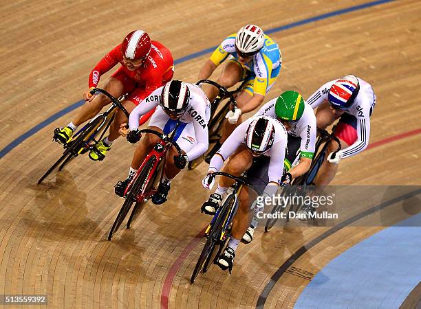 Kristina Vogel of Germany in action on her way to winning the Women's Keirin final during Day Two of the UCI Track Cycling World Championships at Lee...