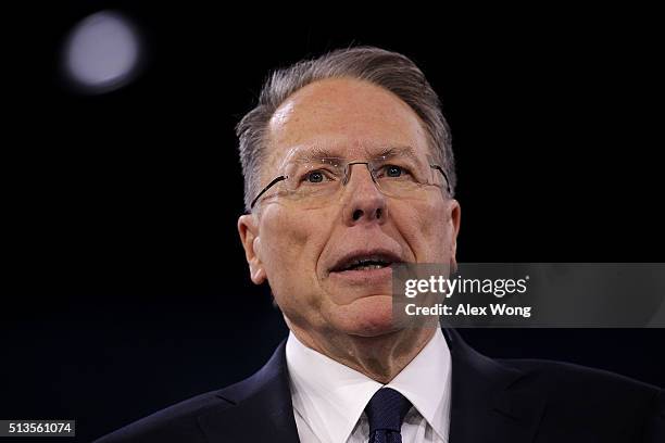 Executive Vice President of the National Rifle Association Wayne LaPierre speaks during the Conservative Political Action Conference March 3, 2016 in...