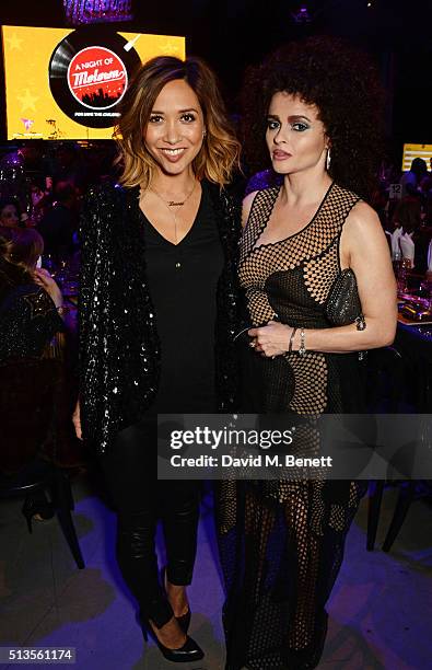 Myleene Klass and Helena Bonham Carter attend 'A Night Of Motown' for Save The Children UK at The Roundhouse on March 3, 2016 in London, England.