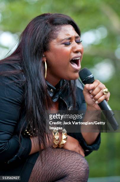 American musician Jazmine Sullivan performs during an afternoon concert of contemporary R&B and Soul singers at Central Park SummerStage, New York,...