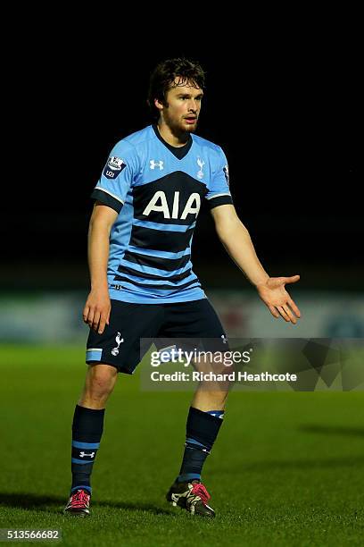 Filip Lesniak of Spurs in action uring the Barclays U21 Premier League match between Reading U21 and Tottenham Hotspur U21 at Adams Park on March 3,...