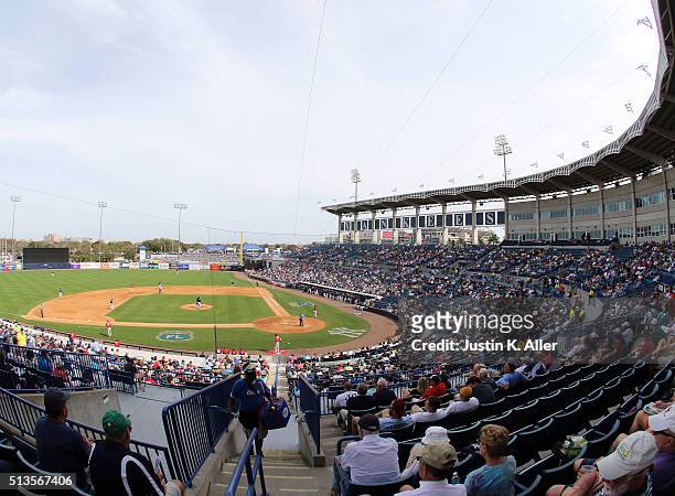 General view at the spring training home of the New York Yankees during the game against the Philadelphia Phillies at George M. Steinbrenner Field on...