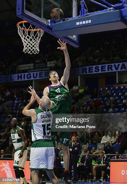 Fran Vazquez, #17 of Unicaja Malaga in action during the 2015-2016 Turkish Airlines Euroleague Basketball Top 16 Round 9 game between Unicaja Malaga...