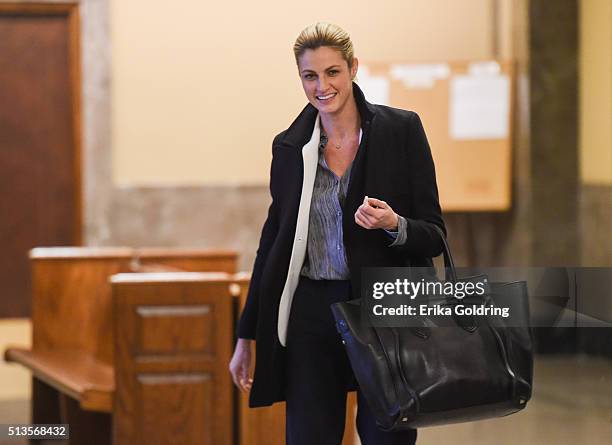 Sportscaster and television host Erin Andrews leaves the courthouse on March 3, 2016 in Nashville, Tennessee.