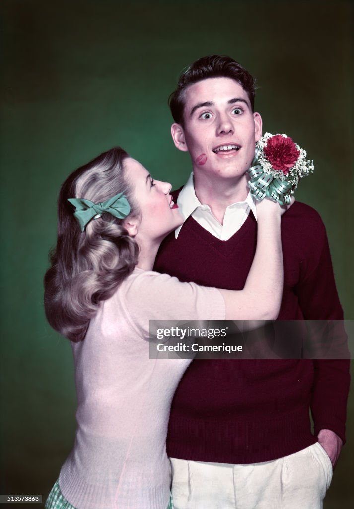 Young Couple Kissed