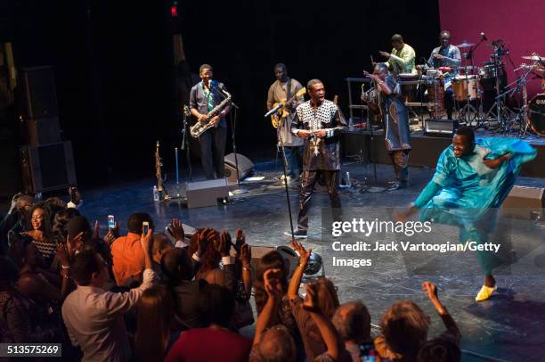 Senegalese singer Youssou N'Dour performs with his band, Super Etoile de Dakar, during the 2014 Next Wave Festival at the BAM Howard Gilman Opera...