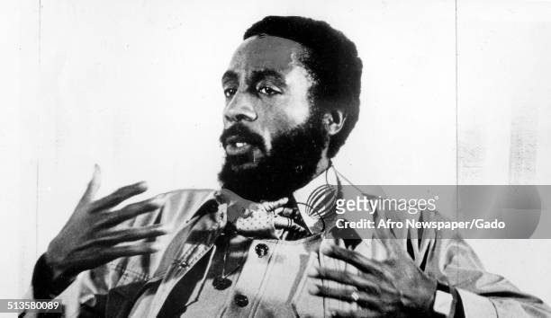 Writer and social activist Dick Gregory during a speech, 1972.