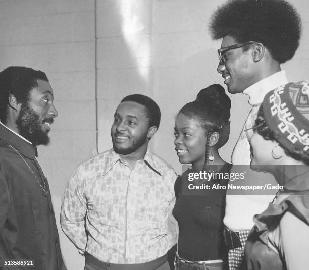 College students and writer and social activist Dick Gregory, February 2, 1973.