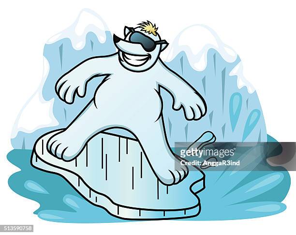 polar bear surfing with ice shelf - antarctica polar bear stock illustrations
