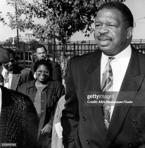 Politician and Maryland congressional representative Elijah Cummings voting, Maryland, March 26, 1994.