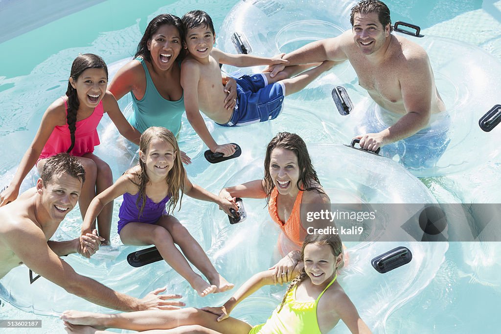 Families and friends at water park