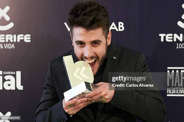 Spanish singer Antonio Jose attends the "Cadena Dial" 2015 awards press room at the Recinto Ferial on March 3, 2016 in Tenerife, Spain.