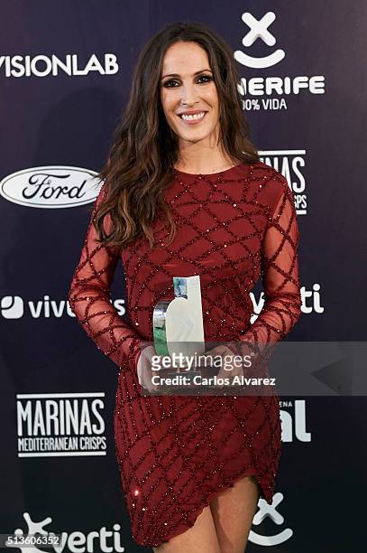 Spanish singer Malu attends the "Cadena Dial" 2015 awards press room at the Recinto Ferial on March 3, 2016 in Tenerife, Spain.