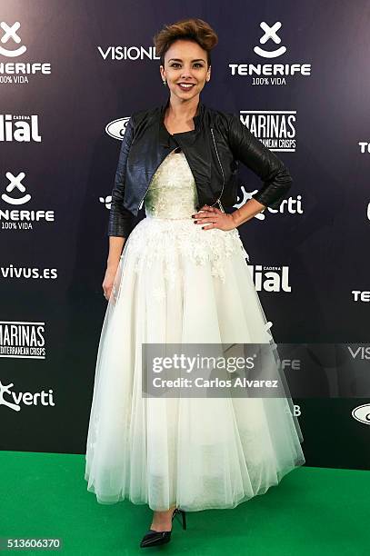 Spanish singer Chenoa attends the "Cadena Dial" 2015 awards press room at the Recinto Ferial on March 3, 2016 in Tenerife, Spain.