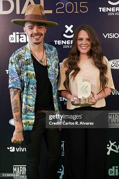 Jesse y Joy attends the "Cadena Dial" 2015 awards press room at the Recinto Ferial on March 3, 2016 in Tenerife, Spain.