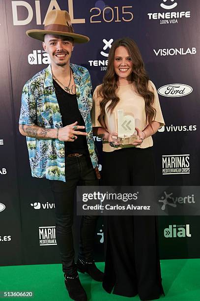 Jesse and Joy attends the "Cadena Dial" 2015 awards press room at the Recinto Ferial on March 3, 2016 in Tenerife, Spain.