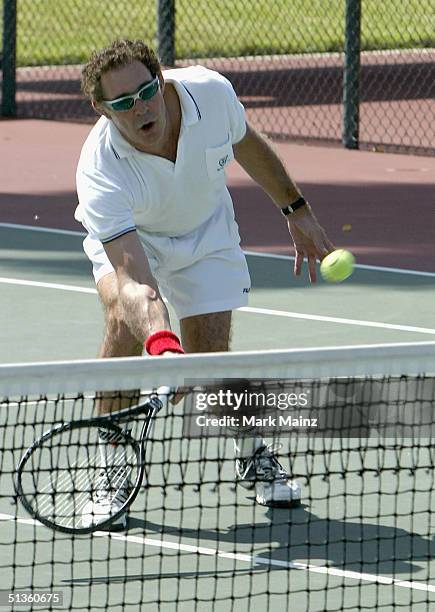 Actor Barry Williams participates in "Racquet Rumble 2004," a celebrity tennis tournament to benefit The Bogart Pediatric Cancer Research Program, at...