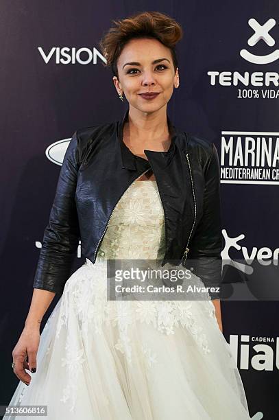 Spanish singer Chenoa attends the "Cadena Dial" 2015 awards press room at the Recinto Ferial on March 3, 2016 in Tenerife, Spain.