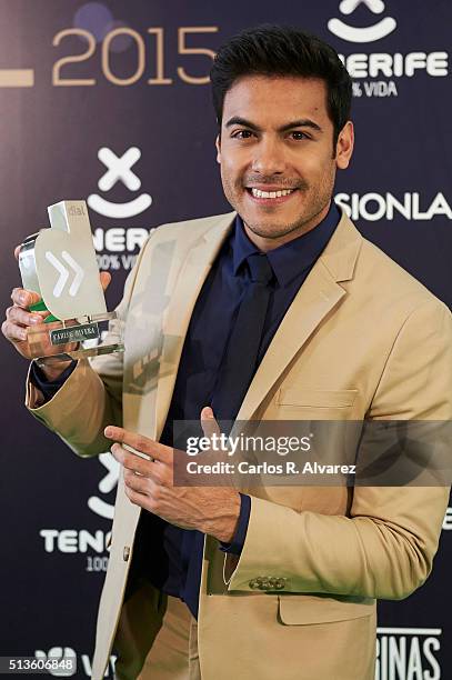 Singer Carlos Rivera attends the "Cadena Dial" 2015 awards press room at the Recinto Ferial on March 3, 2016 in Tenerife, Spain.