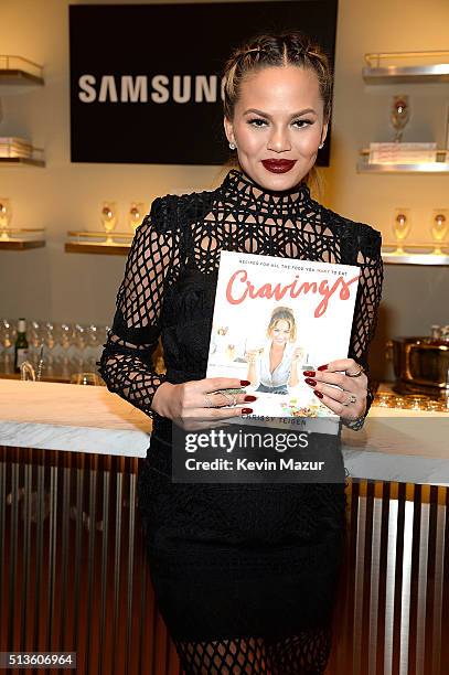 Chrissy Teigen launches "Cravings" at Samsung 837 on March 3, 2016 in New York City.