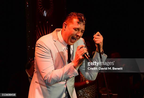 John Newman performs at 'A Night Of Motown' for Save The Children UK at The Roundhouse on March 3, 2016 in London, England.