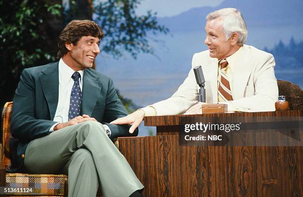 Episode -- Pictured: NFL quarterback Joe Namath during an interview with host Johnny Carson on September 21, 1978--