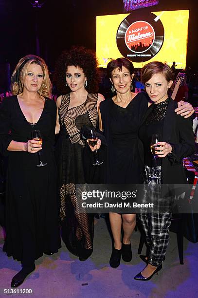 Virginia Sharp, Helena Bonham Carter, guest and Faye Marsay attend 'A Night Of Motown' for Save The Children UK at The Roundhouse on March 3, 2016 in...