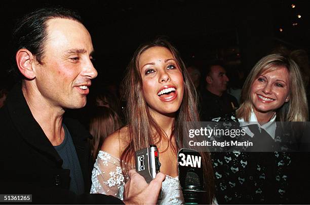 To R : Matt Lattanzi, daughter Chloe Lattanzi and Olivia Newton John at the opening night post performance party of the musical Hair at the Melbourne...