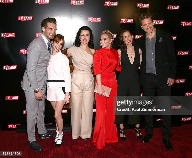 Nico Tortorella, Molly Kate Bernard, Debi Mazar, Hilary Duff, Miriam Shor and Peter Hermann attend the Viacom Kids and Family Group Upfront event at...