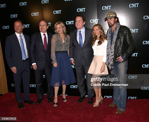 Jayson Dinsmore, Philippe Dauman, Joey Lauren Adams, Brian Philips, Madison Iseman and Billy Ray Cyrus attend Viacom Kids And Family Group Upfront...