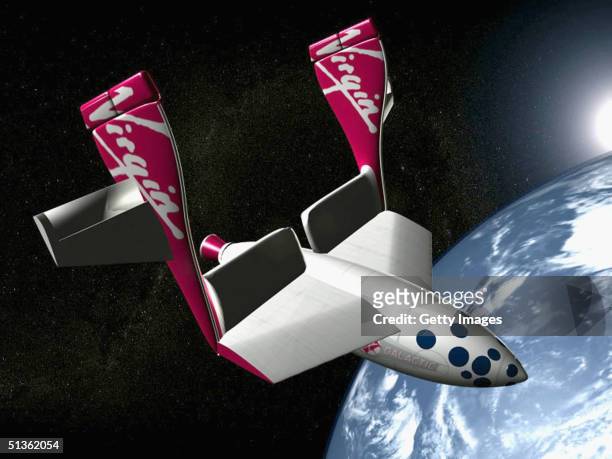 In this handout image distributed by Virgin Galactic, an artists impression is seen of a Virgin Galactic passenger spacecraft, released September 27...