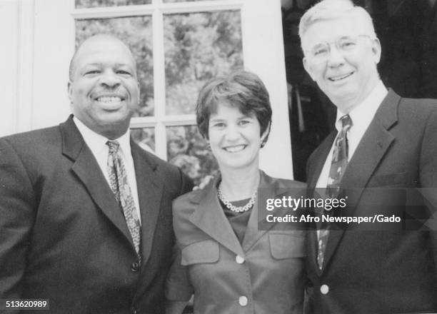 59th Governor of Maryland Parris Glendening, politician and Maryland congressional representative Elijah Cummings and Kathleen Kennedy, 1995.