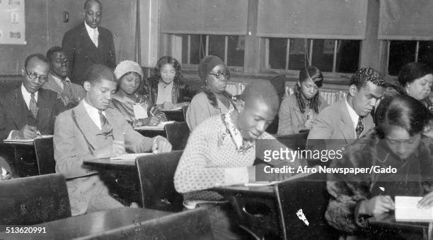 Night school students at segregated Frederick Douglass High School, Baltimore, Maryland, February 7, 1930.