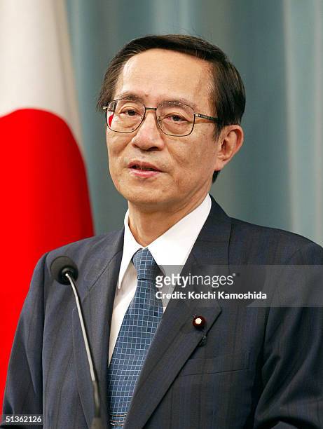Hiroyuki Hosoda, Japan's new Chief Cabinet Secretary Minister of State for Gender Equality speaks during a press conference at the Prime Minister's...