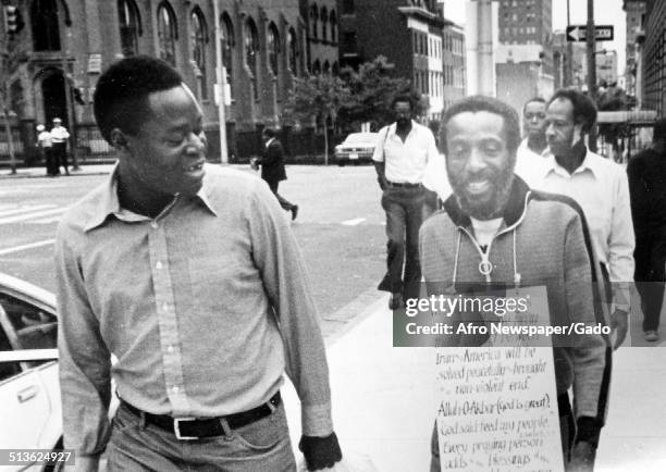 Writer and social activist Dick Gregory during a protest, 1972.