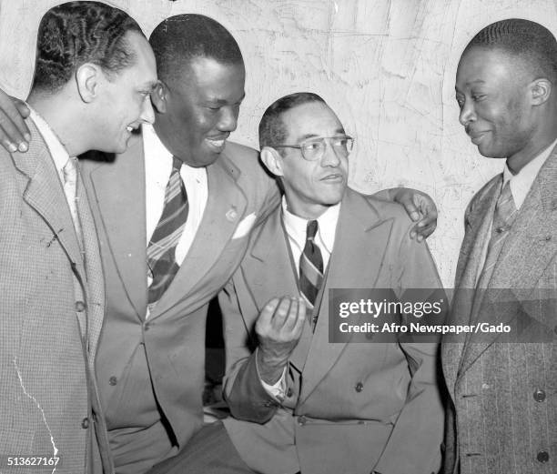 Civil Rights leader and judge Raymond Pace Alexander, Herard Roy and Emile St-Lot, 1954.