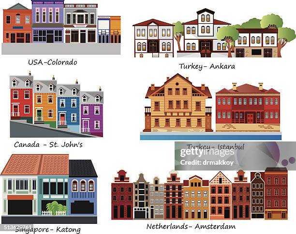 old houses - old house stock illustrations