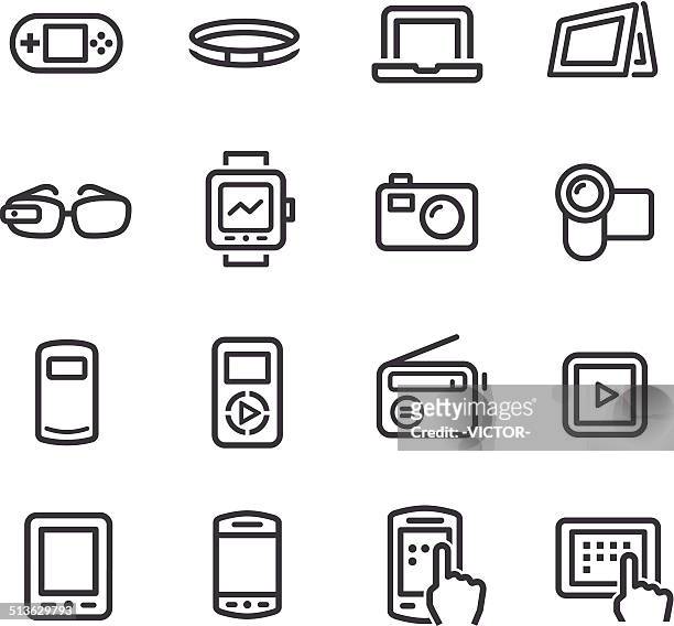 mobile devices icon - line series - bracelet stock illustrations