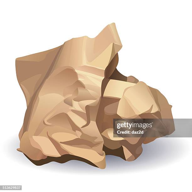 crumpled paper ball on white - old book stock illustrations