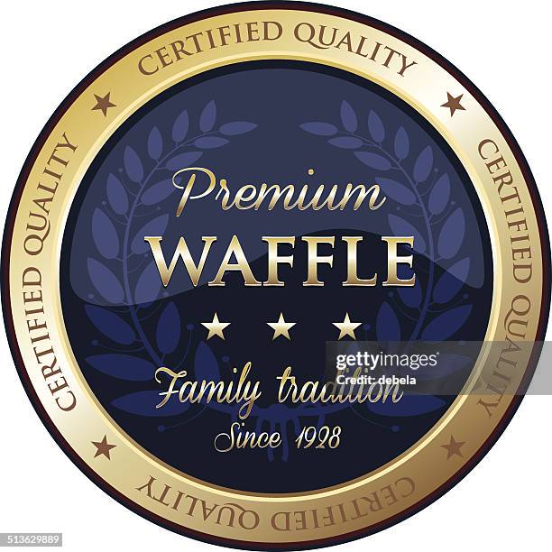 premium waffle gold emblem - round waffle stock illustrations