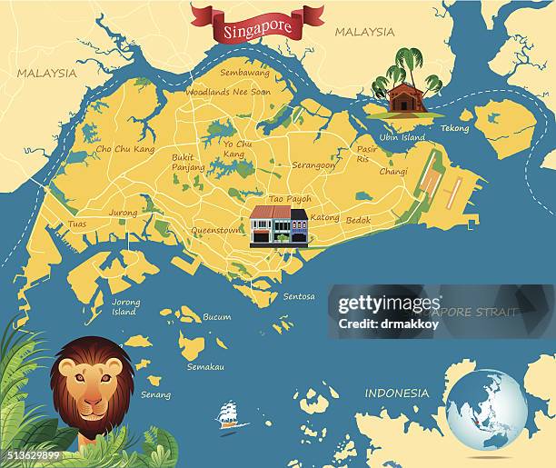 stockillustraties, clipart, cartoons en iconen met singapure map - singapore map