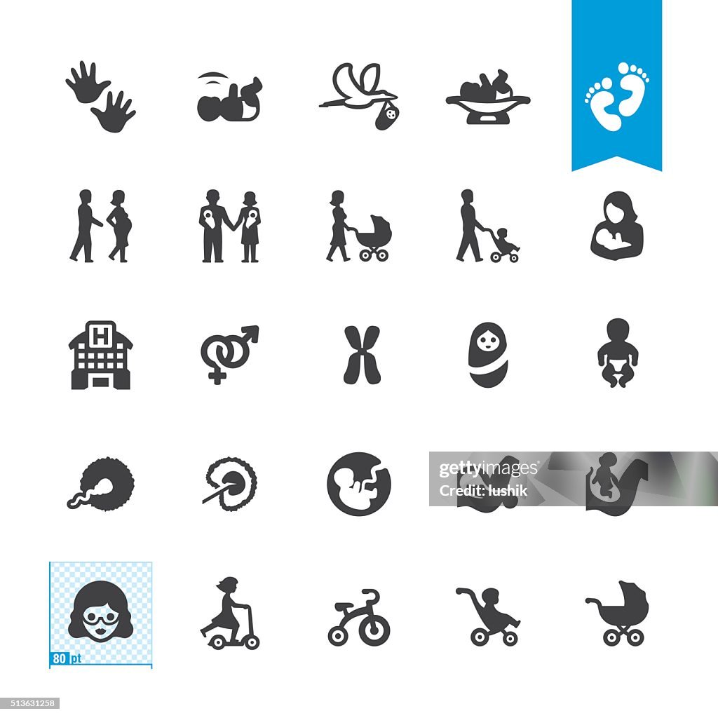 Pregnancy and Babies vector icons