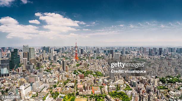 panorama de tokio, japón. - barrio de minato fotografías e imágenes de stock
