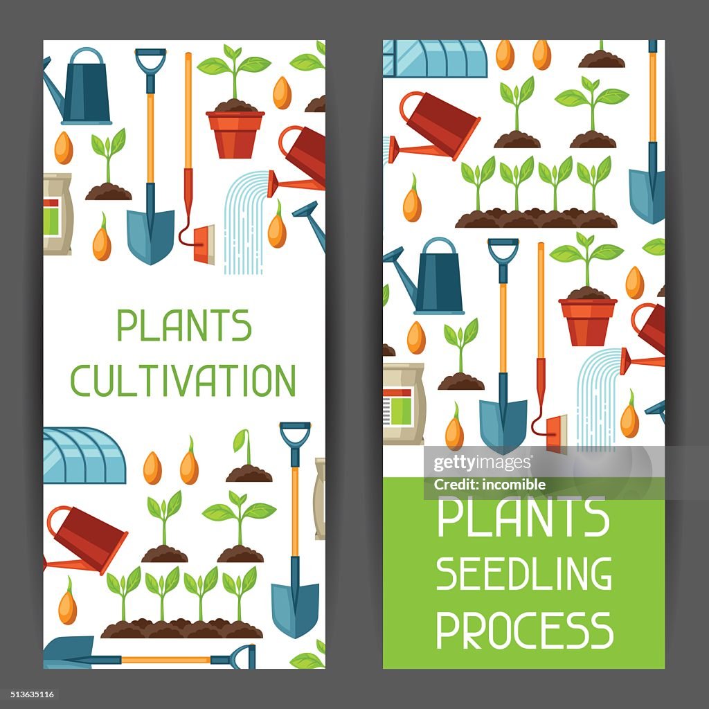 Cultivation Instrument Banners With Agriculture Objects Instruments For Cultivation Plants ...