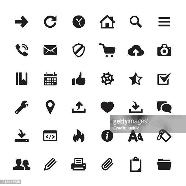 interface and media vector symbols and icons - out tray stock illustrations