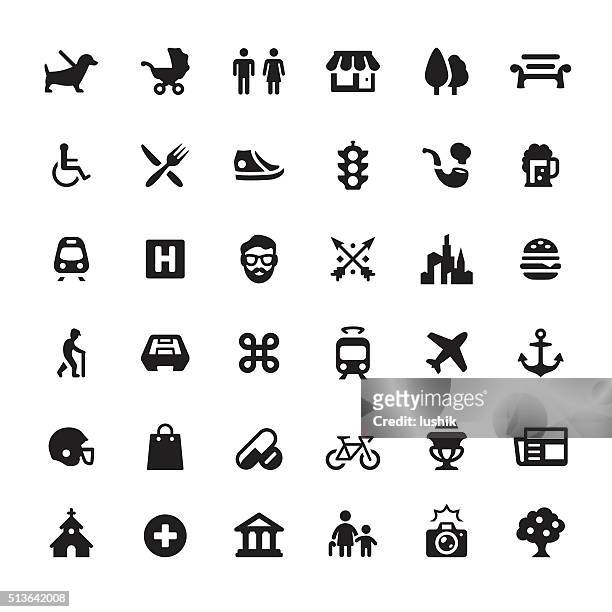 ilustraciones, imágenes clip art, dibujos animados e iconos de stock de ciudad de vectores iconos y símbolos de la vida - disabled accessible boarding sign