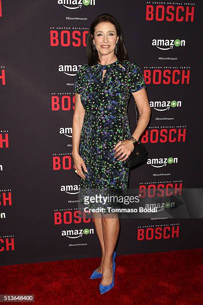 Actress Mimi Rogers attends the Premiere Of Amazon's "Bosch" Season 2 held at the SilverScreen Theater at the Pacific Design Center on March 3, 2016...