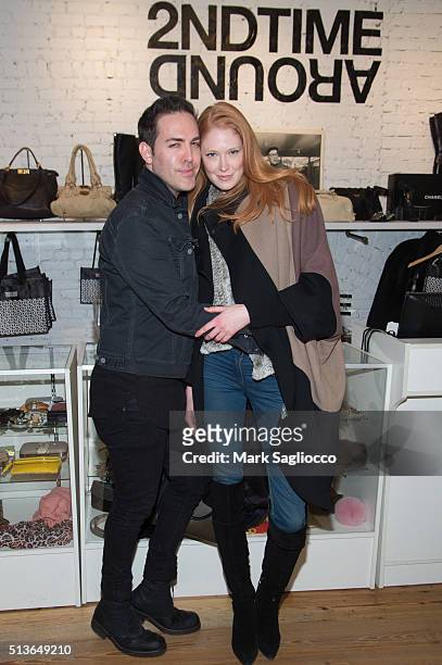Tyler Burrow and Model Alise Shoemaker attend the 2nd Time Around Presents: Pardon Our French at 2nd Time Around on March 3, 2016 in New York City.